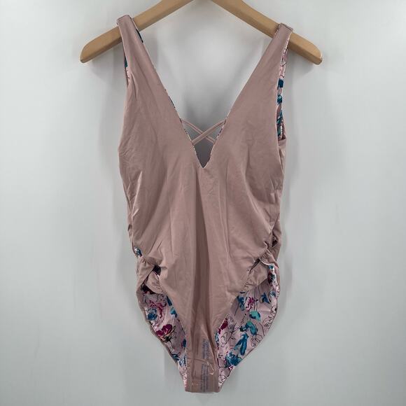 THE BIKINI LAB Swimsuit Size Large Reversible One Piece Floral Solid Beach NWT - Picture 5 of 16